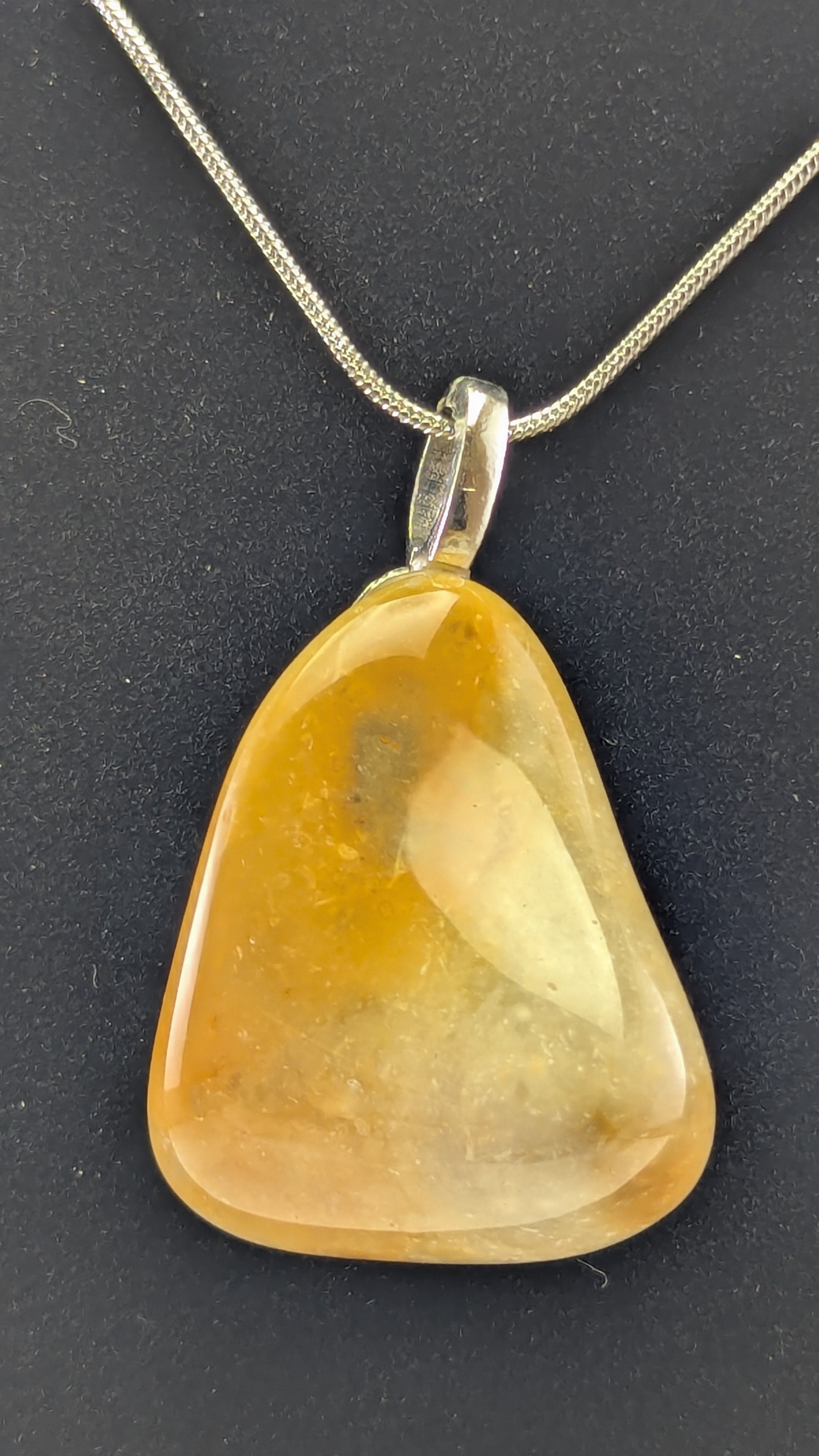Grey and Yellow Jasper Pendant with Quartz Window