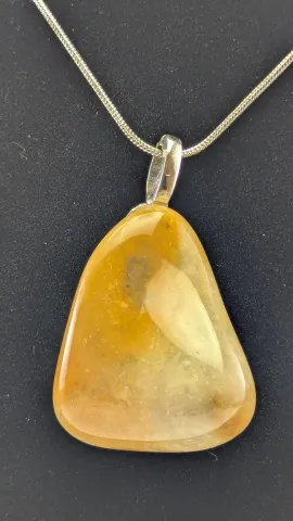 Grey and Yellow Jasper Pendant with Quartz Window