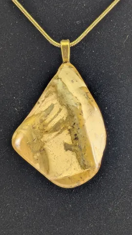 Mosaic-Textured Green Jasper and Sandstone Pendant Necklace