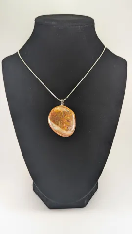 Natural Bahia Agate Pendant Necklace - Hand-Selected Raw Stone Art