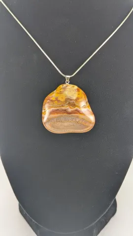 Natural Bahia Agate Pendant Necklace - Hand-Selected Raw Stone Art