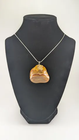 Natural Bahia Agate Pendant Necklace - Hand-Selected Raw Stone Art