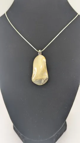 Natural Tumbled Quartz Pendant - Crystal Point Statement Necklace